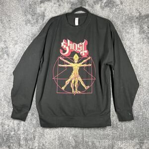 MJ Apparel Sweatshirt Mens L Black Pullover Graphic Print Ghost Music Fleece